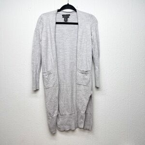 Tahari 100% Extra Fine Merino Wool Long Length Cardigan Womens Small Cozy Warm